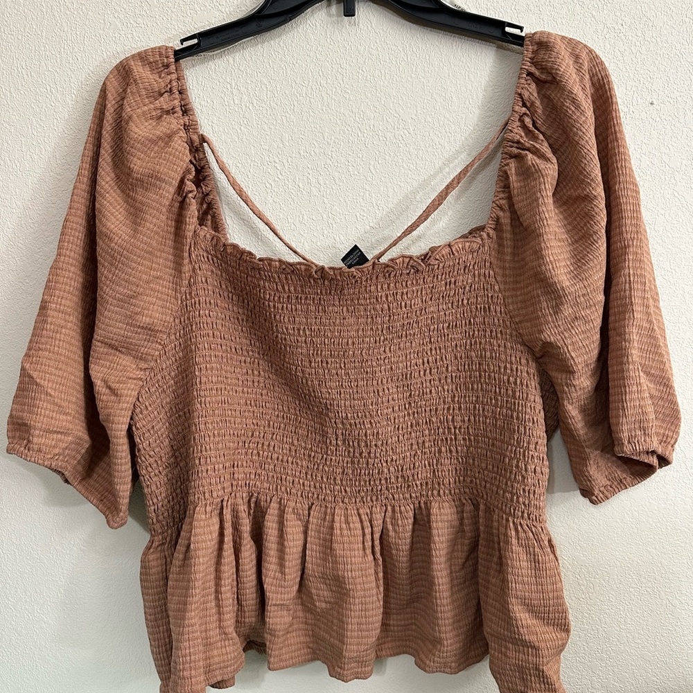 Plus Size Smocked Flounce Hem Top